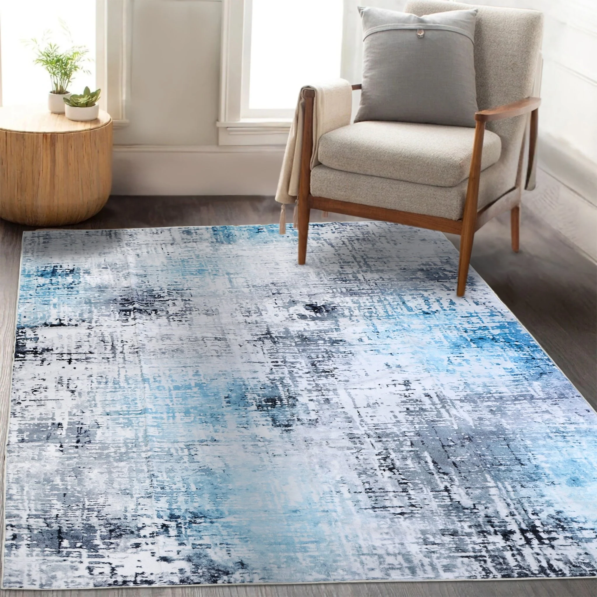 Frosted Azure Machine Washable Rug - Image 3