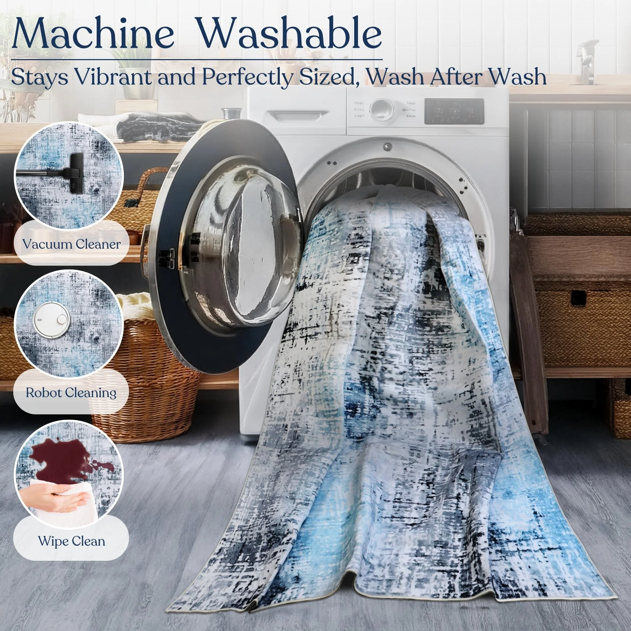 Frosted Azure Machine Washable Rug - Image 8