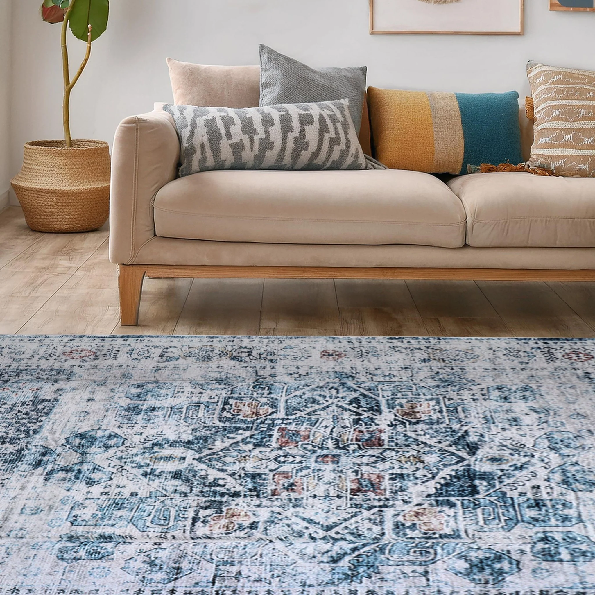 Misty Azure Machine Washable Rug - Image 6
