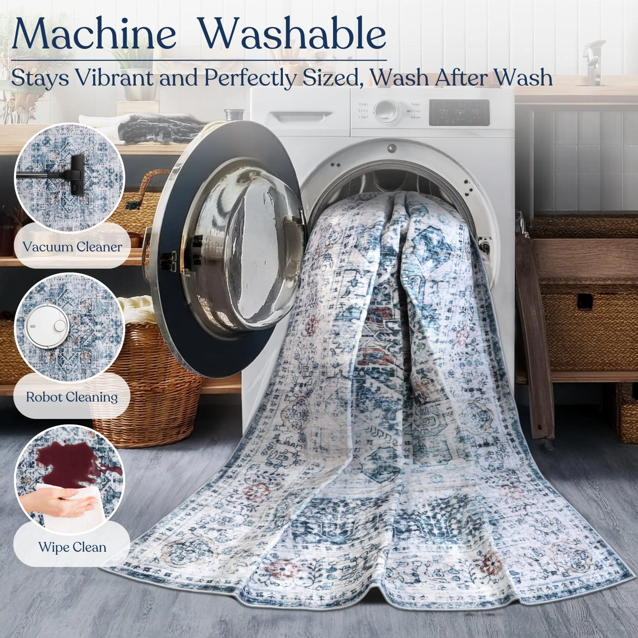 Misty Azure Machine Washable Rug - Image 8