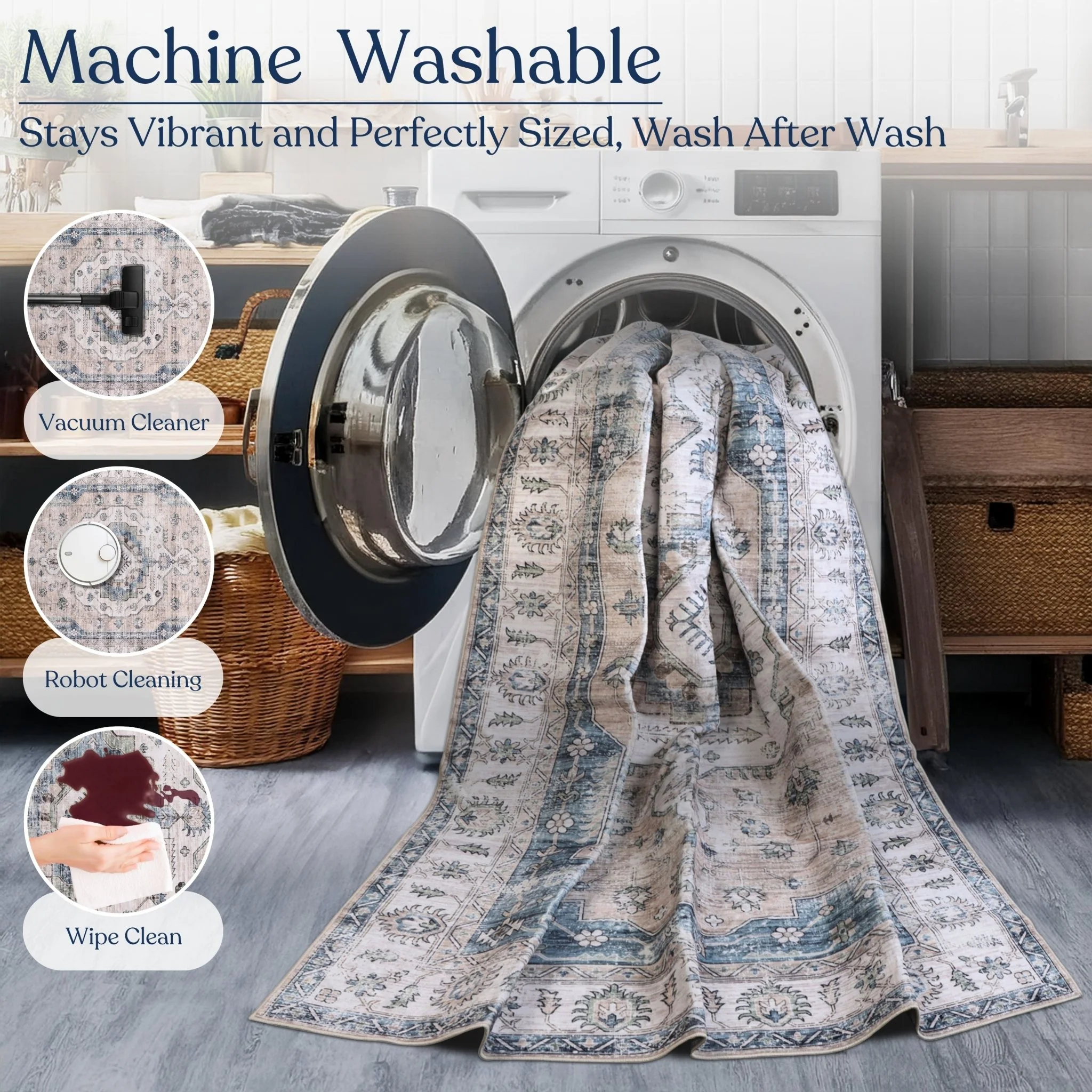 Vintage Bloom Machine Washable Rug - Image 8