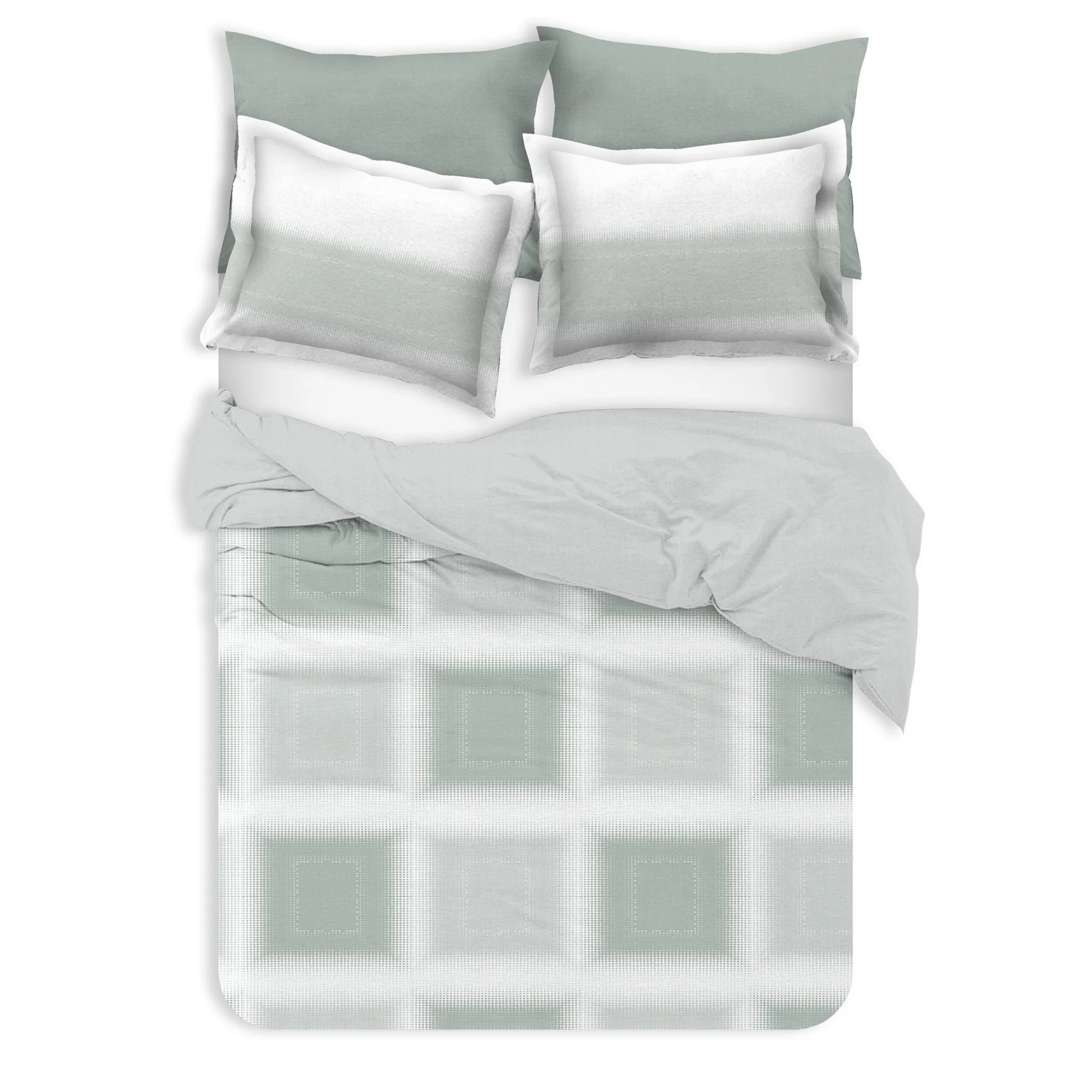 Selena Check Green Organic Cotton Reversible Duvet Set - Image 4